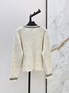 Speckled Cable Knit Crew Cardigan