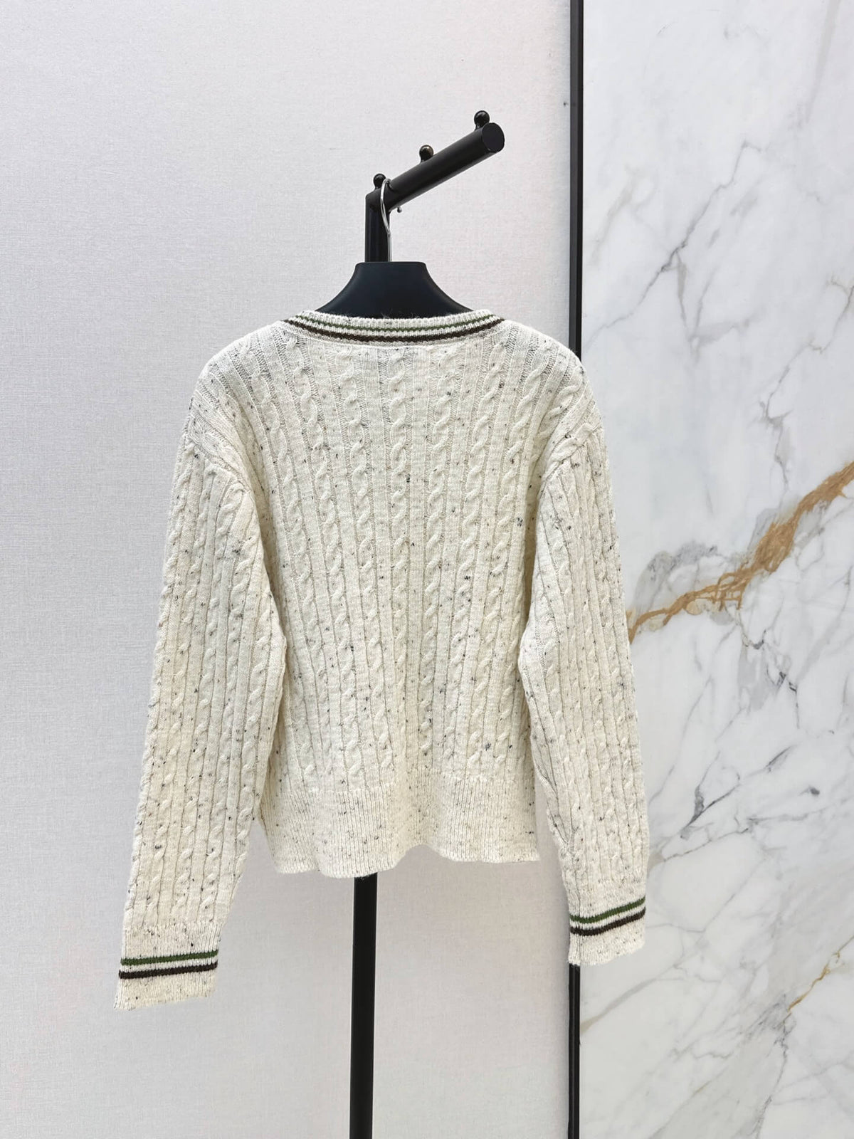 Speckled Cable Knit Crew Cardigan
