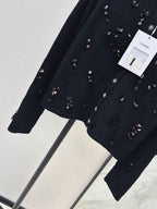 Neck 3D Sequin Knit Cardigan