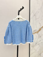 Pom Pom Detail Striped Knit Sweater