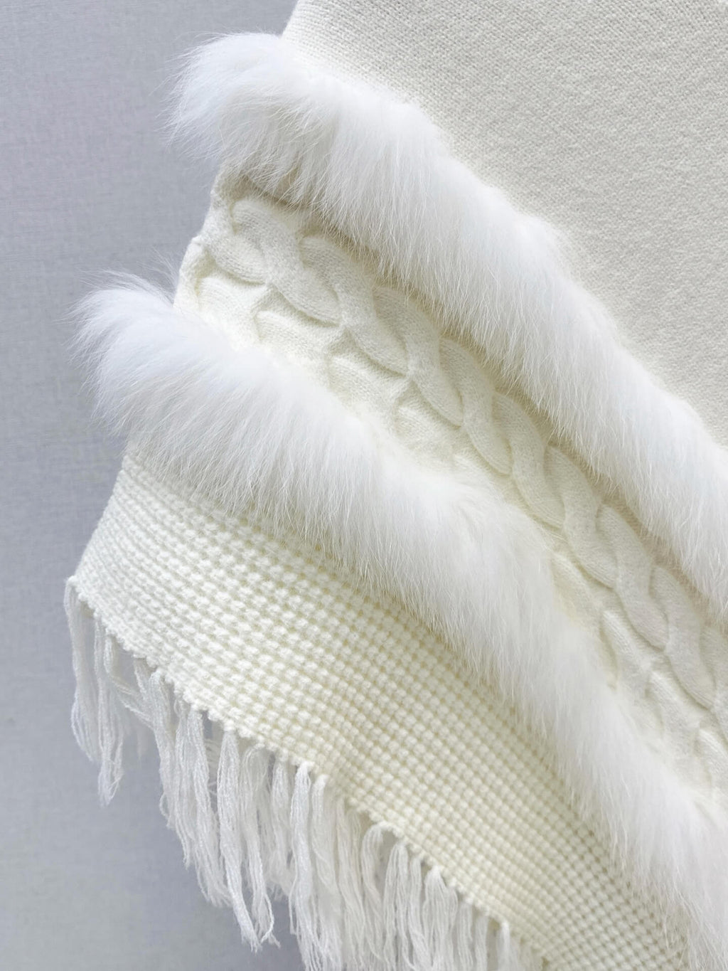 Turtleneck Fringe Knit Poncho