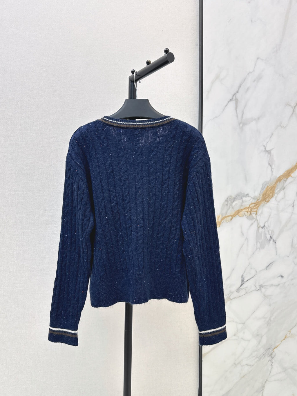 Speckled Cable Knit Crew Cardigan