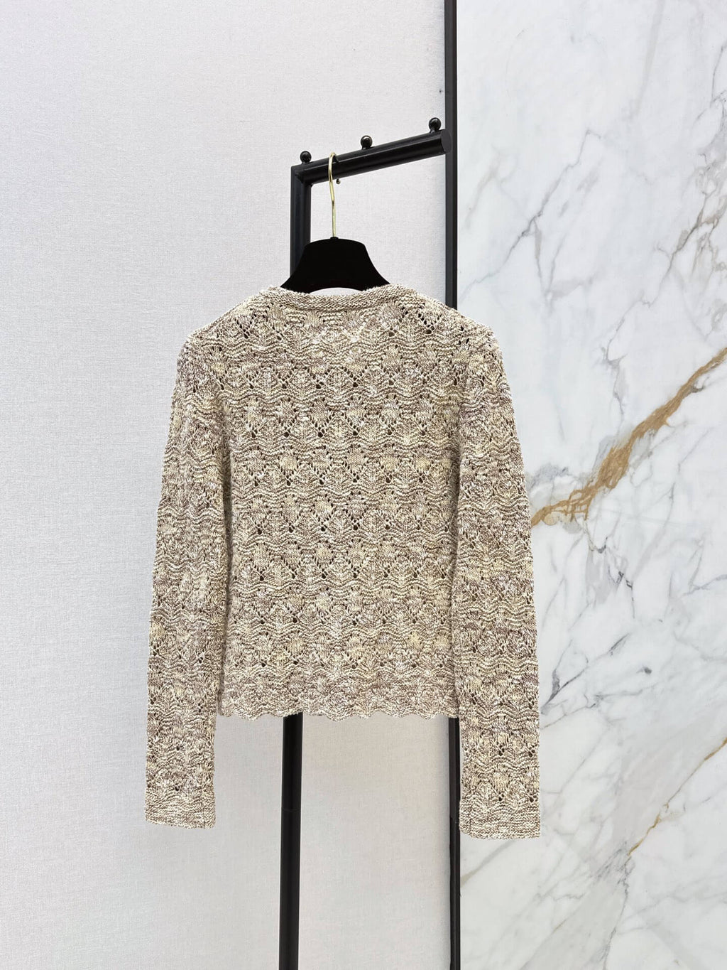 Hollow Round Neck Knit Cardigan