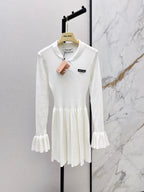 Collar Tie Flare Sleeve Knit Dress