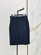 Dark Texture High Waist Midi Skirt
