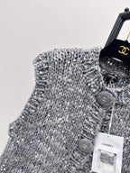 Sequin Chunky Knit Ruffle Vest