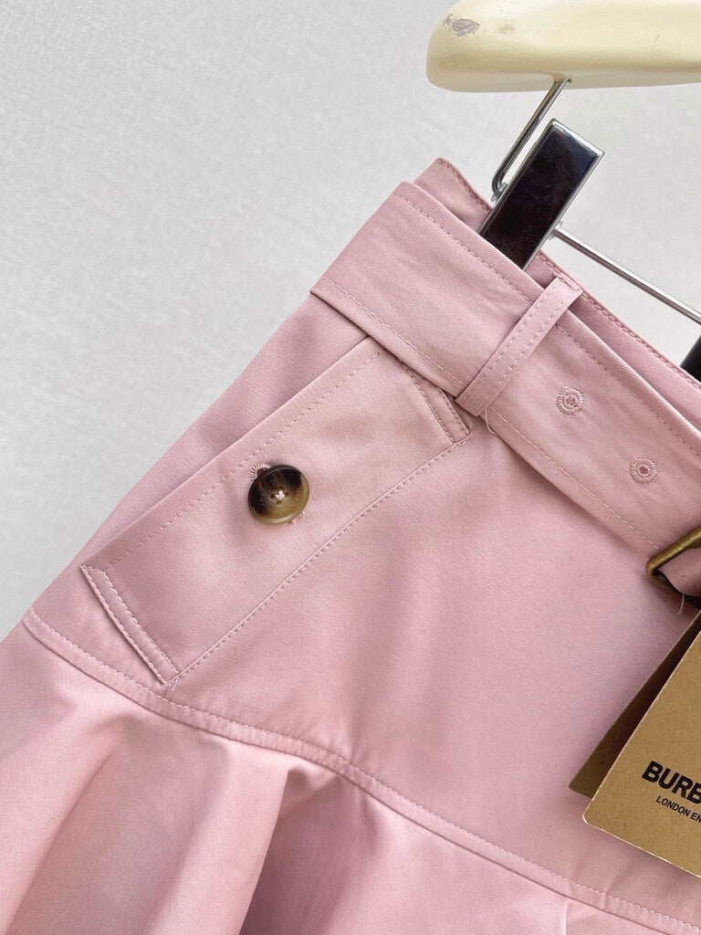 Pink Cropped Trench Asymmetrical Skirt Set