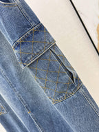 Cargo Denim Midi Skirt