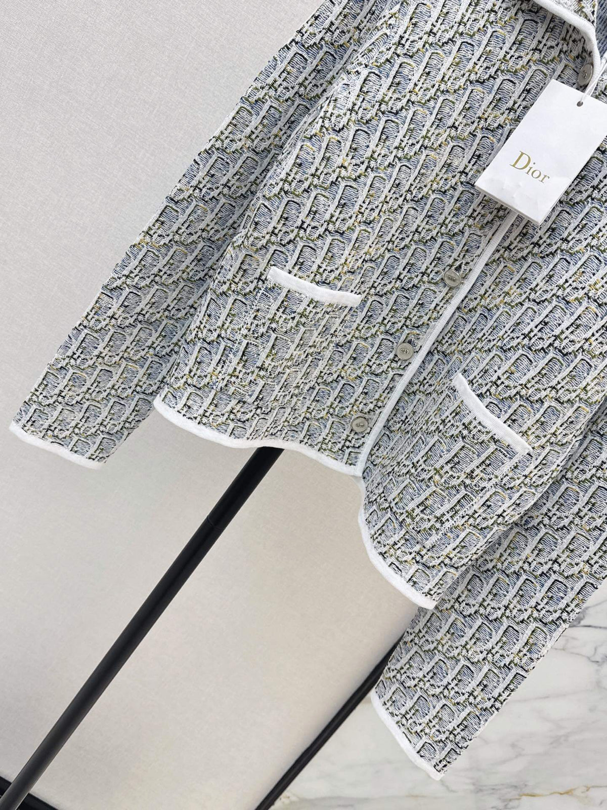 Jacquard Collared Knit Short Jacket