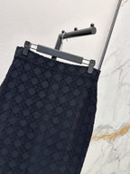 Dark Texture High Waist Midi Skirt