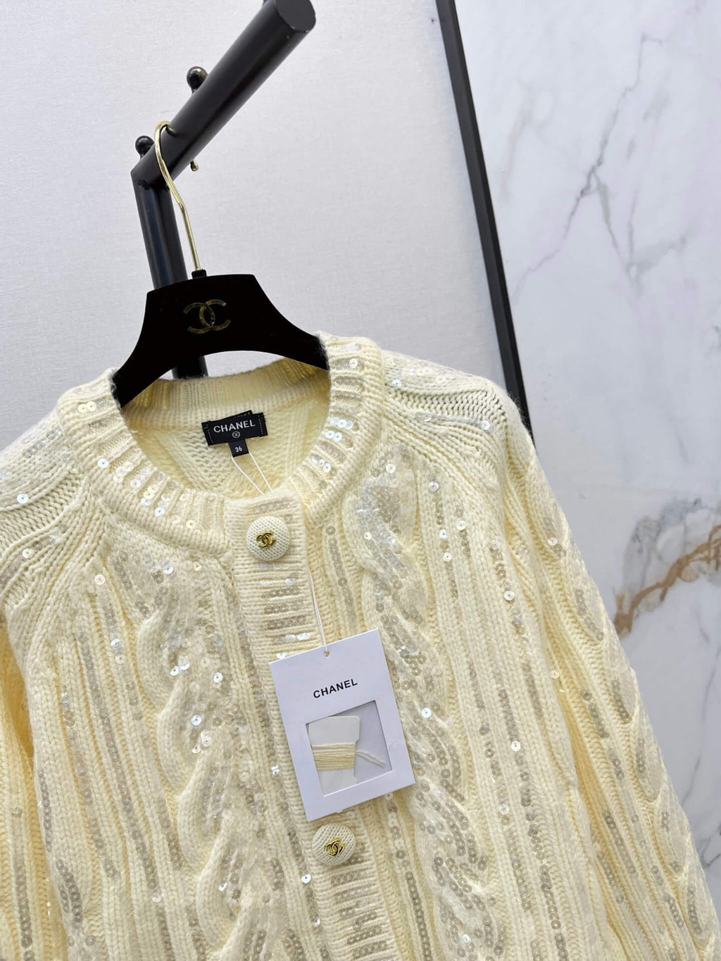 Pale Yellow Twist Knit Sweater Coat