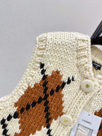 Argyle Chunky Knit Vest Cardigan