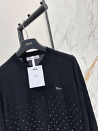 Gradient Rhinestone Crew Neck Cardigan