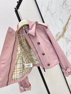 Pink Cropped Trench Asymmetrical Skirt Set