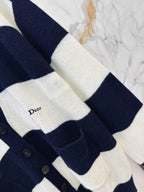Wide Stripe V-neck Knit Cardigan