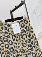 Leopard Tweed Jacket Skirt Set