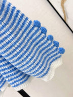 Pom Pom Detail Striped Knit Sweater