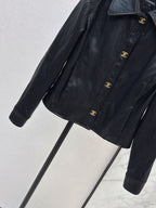Point Collar Cropped Leather Coat