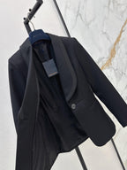 Trim Shawl Collar Fitted Suit Jacket