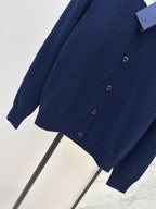 Navy Beaded Collar Knit Cardigan