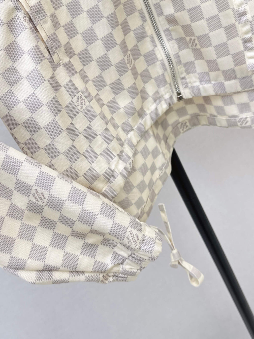 Checkered Hooded Jacket Wide Leg Pants Set