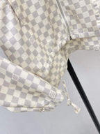 Checkered Hooded Jacket Wide Leg Pants Set