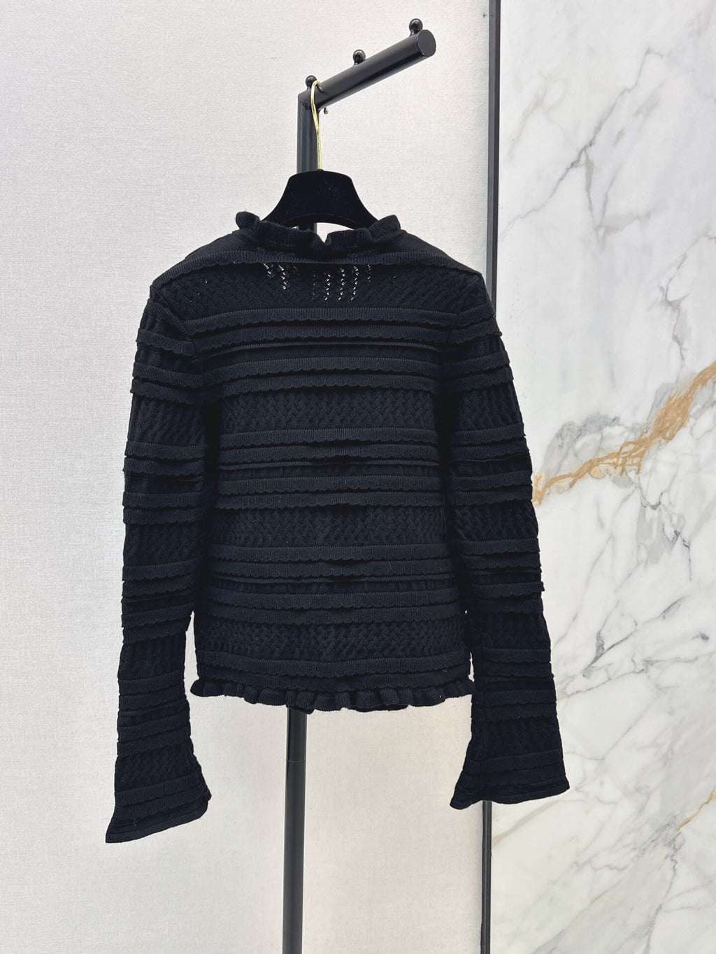 Ruffle Layered Knit Cardigan