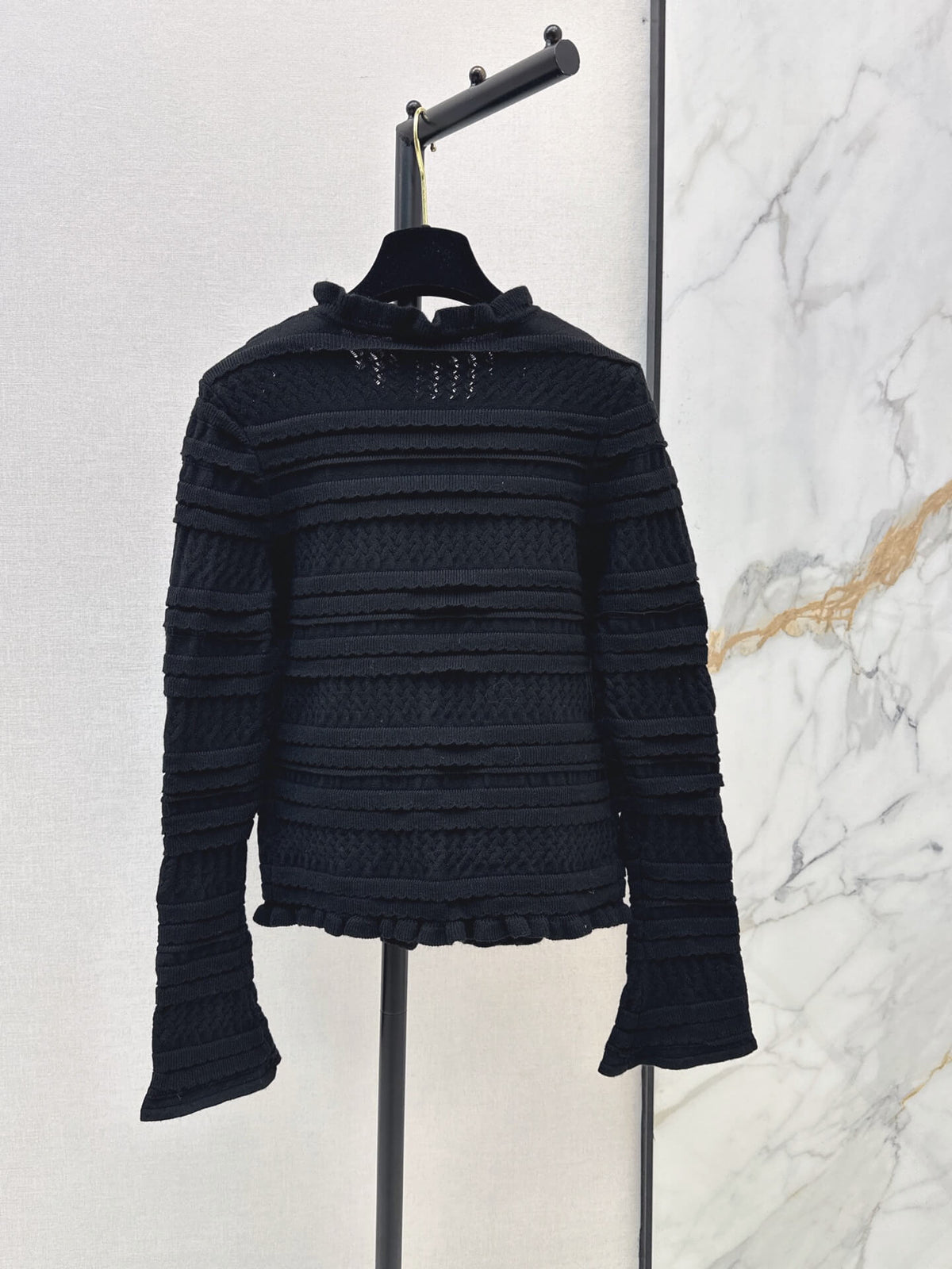 Ruffle Layered Knit Cardigan