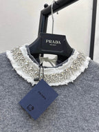 Beaded Collar Short Sleeve Knit Top
