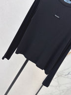 Cropped Label Basic Long Sleeve Tee