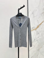 V Neck Button Knit Cardigan
