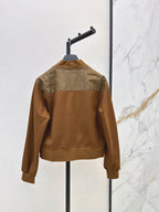 Vintage Print Shoulder Patch Bomber Jacket