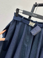 High Waist Denim Umbrella Skirt