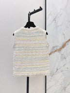 Pastel Fleck Round Neck Knit Vest