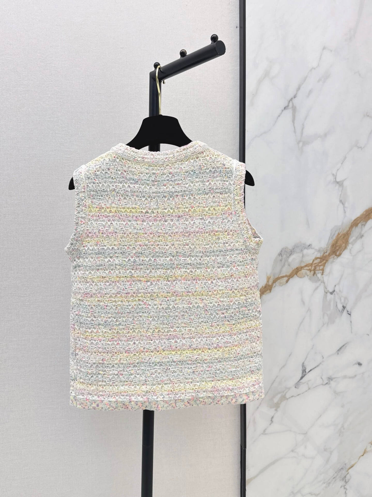 Pastel Fleck Round Neck Knit Vest