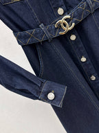 Collar Button Front Denim Shirt Dress