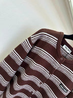 Stripe Crew Neck Knit Cardigan