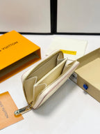 Cream Embossed Zip-Around Long Wallet
