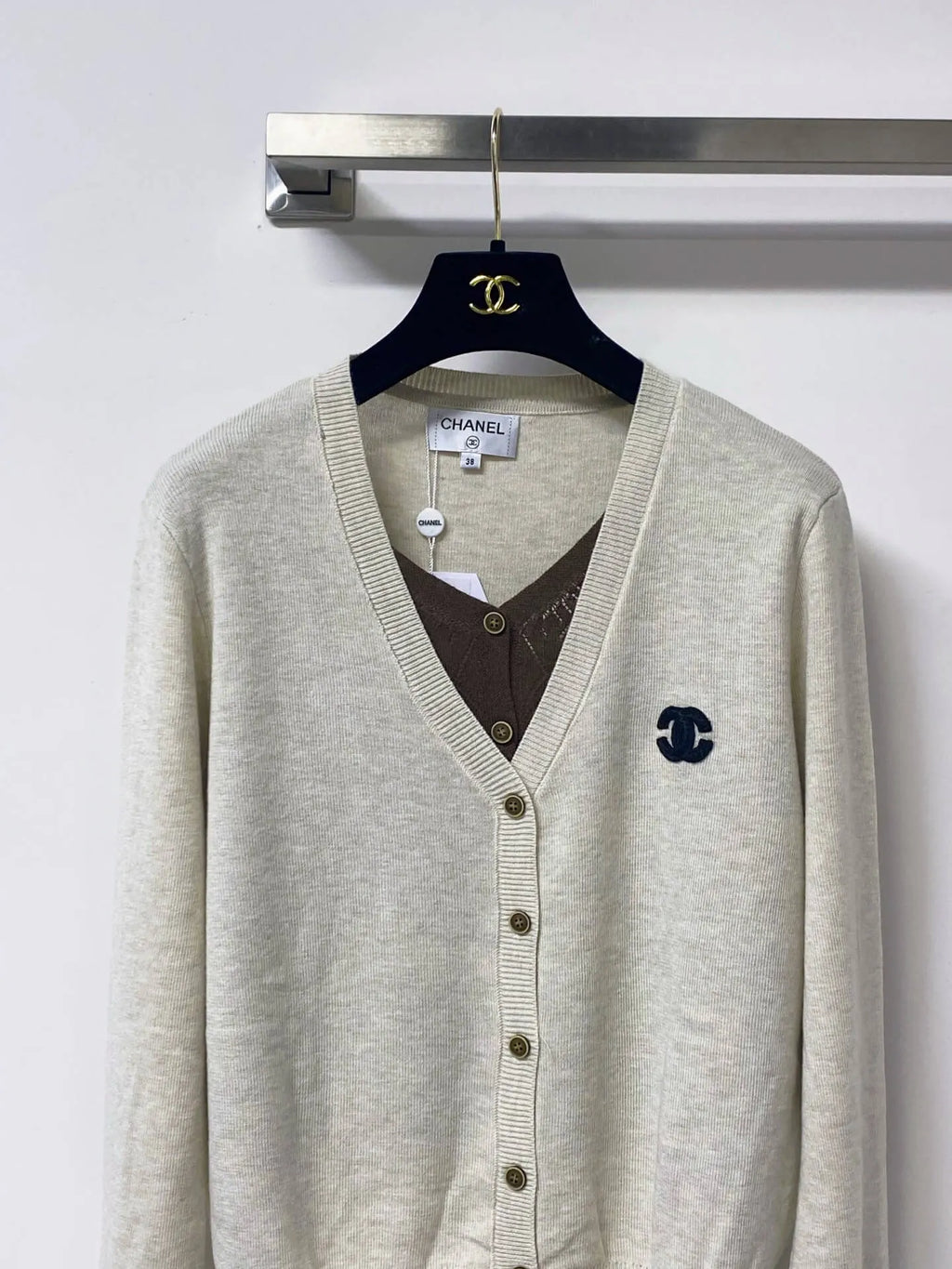Contrast Fake Two Piece Cardigan