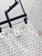 Horseshoe Print Denim Mini Skirt