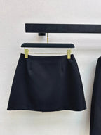 Black Stand Collar Jacket Skort Set
