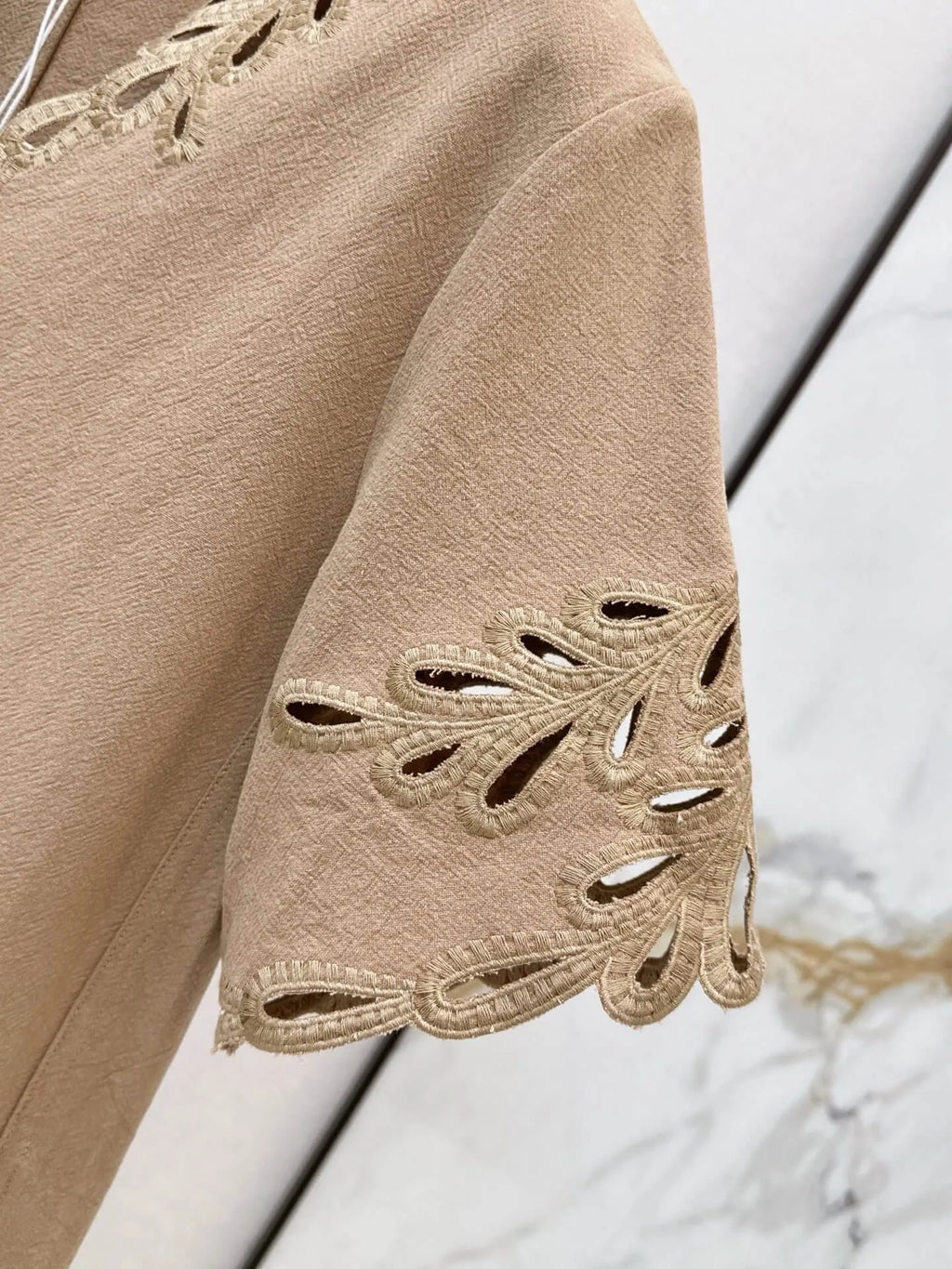 Scalloped Cutwork Hem Shift Dress