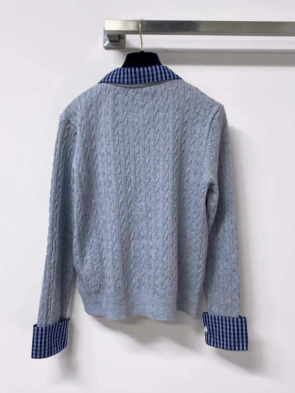 Scallop Neck Hollow Panel Rib Knit Top