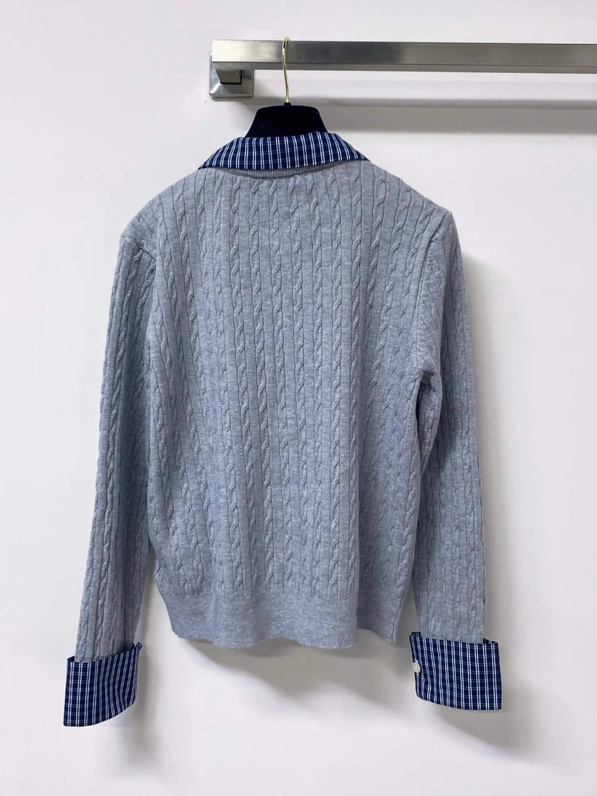 Scallop Neck Hollow Panel Rib Knit Top