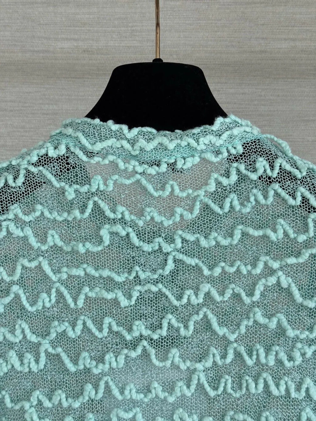 Wavy Textured Mesh Knit Cardigan