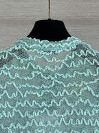 Wavy Textured Mesh Knit Cardigan