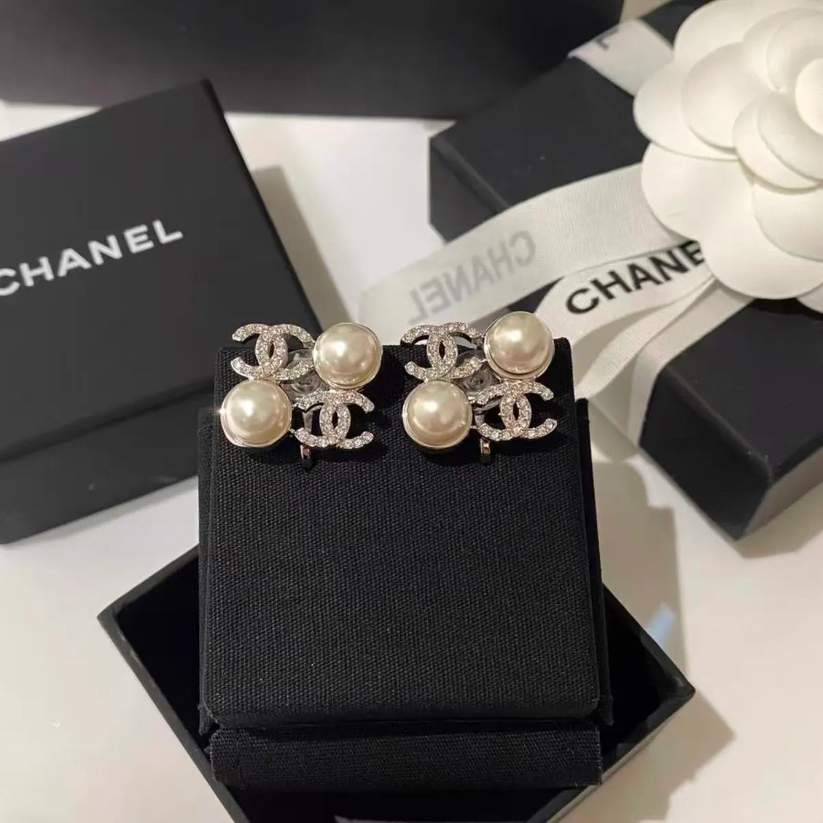 Pearl Embellished Crystal Earrings