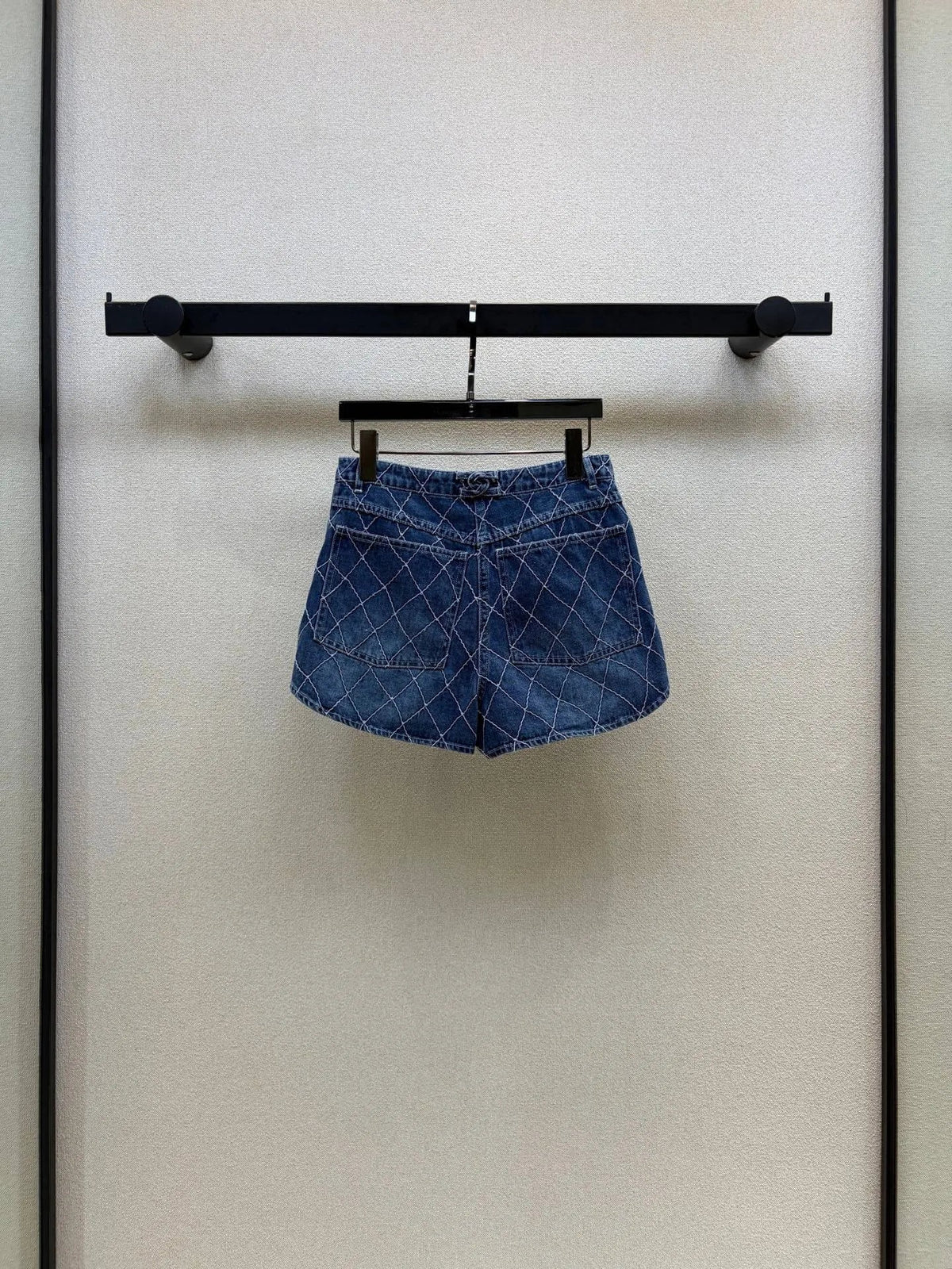 Diamond Stitch Denim Shorts