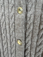 Cable Knit Denim Collar Cardigan