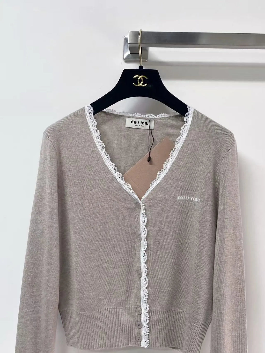 Minimalist Lace Trim Cardigan